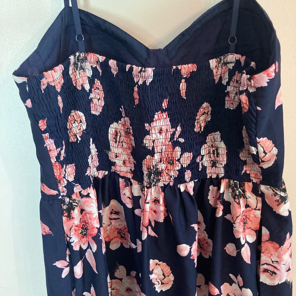 SALE❗️Band of Gypsies Women’s Large Navy Pink White Floral Spaghetti strap Dress - Picture 7 of 17